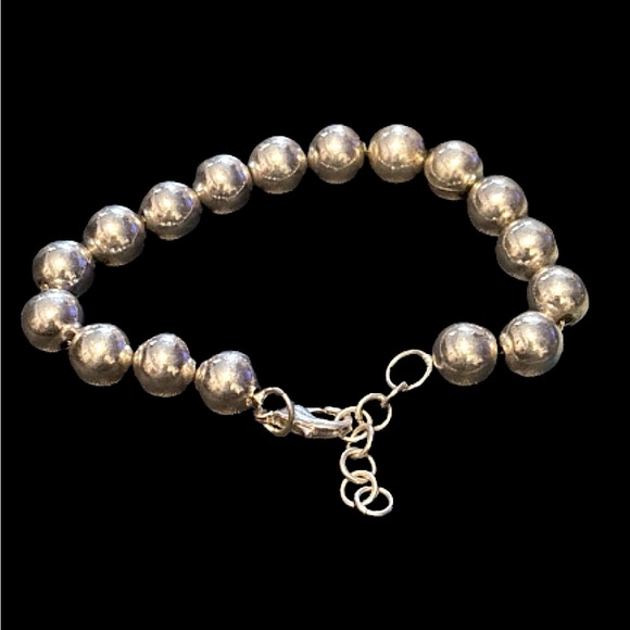 Vintage Italy Sterling Silver Ball Bead Bracelet 8" - Picture 5 of 8